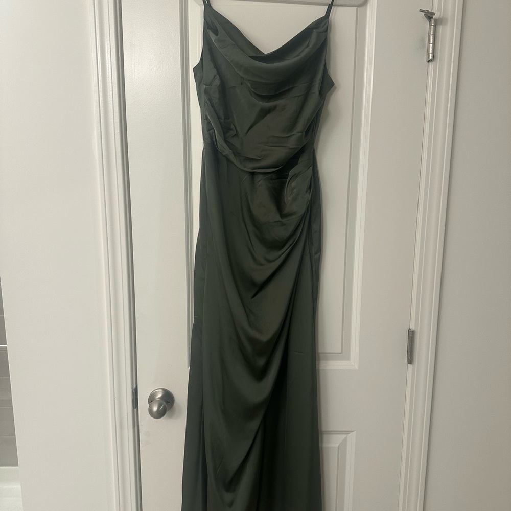 Birdy Grey Olive Satin Maxi Dress